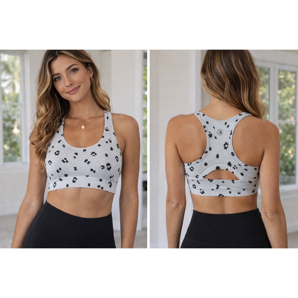 SAGE‎ Collective Sports Bra Top Women Small Taupe Animal Print Racerback